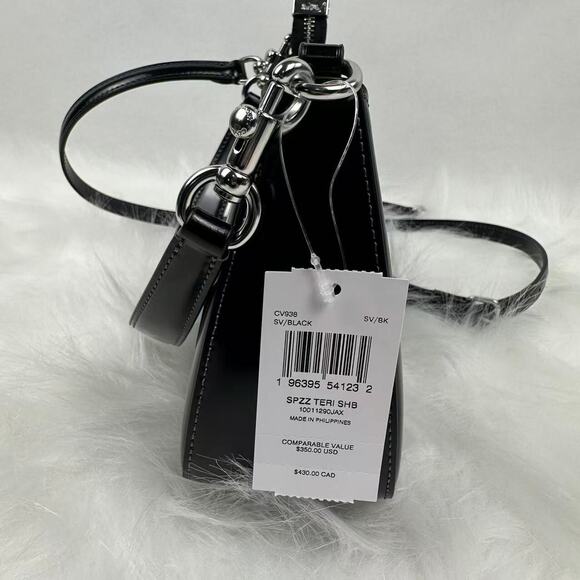 Coach Teri Shoulder Bag Crossbody In Leather Silver/Black CV938 NWT - Picture 5 of 9